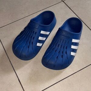 adidas adillete clog Blue Slip-On with White Stripes